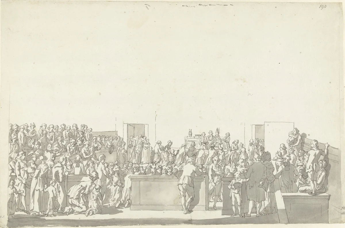 Katholieke communie by Pieter Bartholomeusz. Barbiers, drawing, 1782-1837
