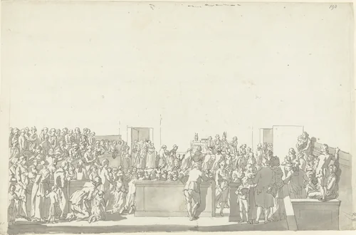 Katholieke communie by Pieter Bartholomeusz. Barbiers, drawing, 1782-1837