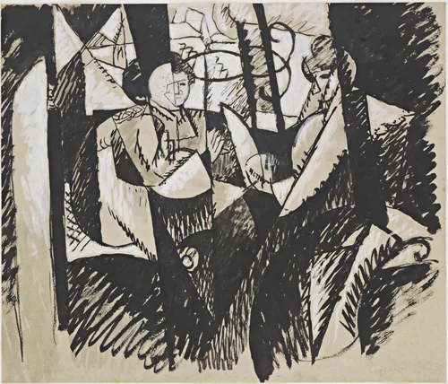 Two Women Seated by a Window by Albert Gleizes, drawing, 1914