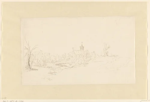 Kerkje tussen bomen by Gerard van der Horst, drawing, 1610-1628