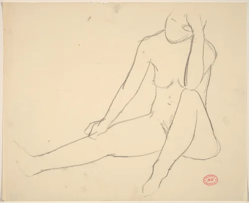Untitled [seated female nude with elbow on knee] by Richard Diebenkorn, drawing, 1955-1967