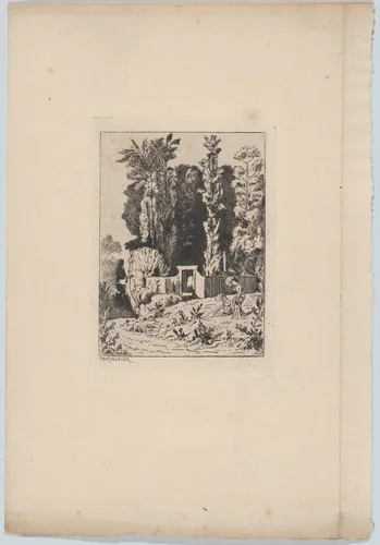 Two women in a landscape by Frédéric Chevalier, print, 1812-1849