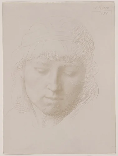 Head of a Man by Alphonse Legros, drawing, 1886