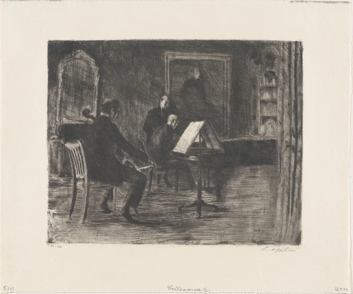 Cello Sonata by Ernst Oppler, print, 1880-1924