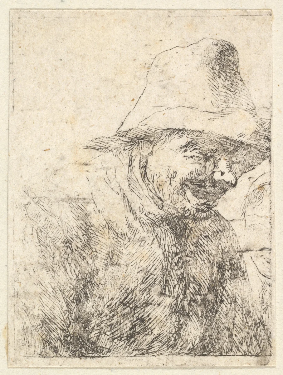 Head of a Peasant by anonymous, print, 1610-1677