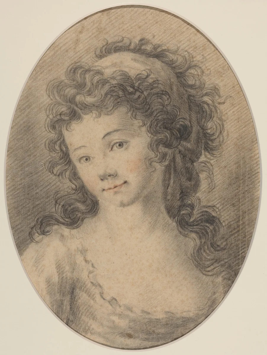 Portrait of a Girl by French 18th Century, drawing, 1700-1799