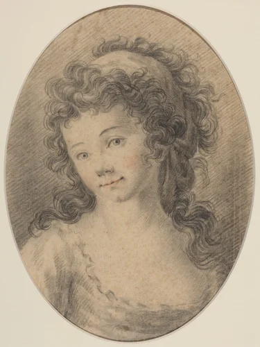 Portrait of a Girl by French 18th Century, drawing, 1700-1799
