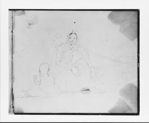 Mother and Baby; Sketch of a Tree (from Sketchbook) by Francis William Edmonds, artwork, 1835-1839
