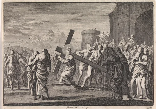 Kruisdraging by Jan Luyken, print, 1703-1762