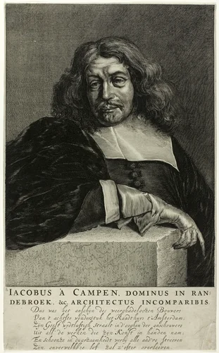 Portrait of Jacob van Campen by Abraham Lutma, print, 1650