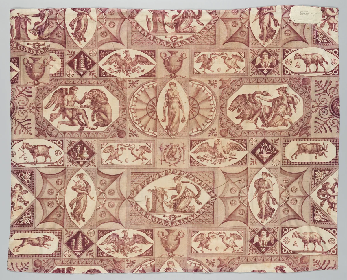 "Leda and the Swan" by Jean Baptiste Huet, textile, 1793-1803