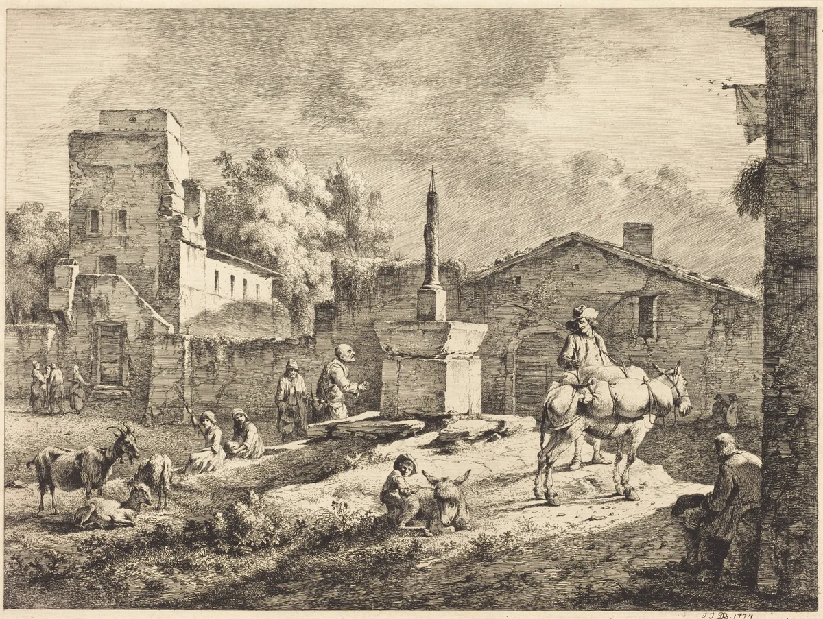 View of Saint-Andéol by Jean Jacques de Boissieu, print, 1774