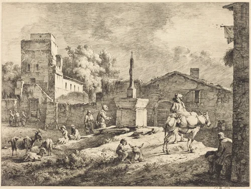 View of Saint-Andéol by Jean Jacques de Boissieu, print, 1774