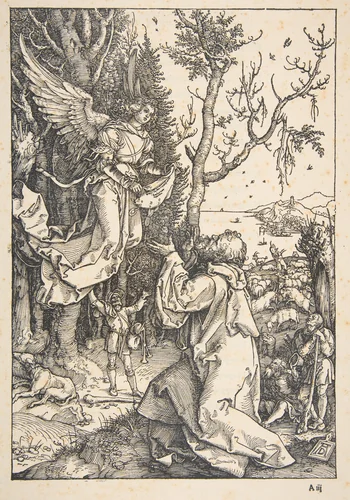 Joachim and the Angel, from "The Life of the Virgin" by Albrecht Dürer, print, 1504