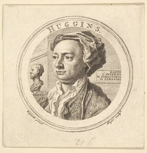 Portrait of William Huggins, translator of Ariosto by Thomas Major, print, 1760