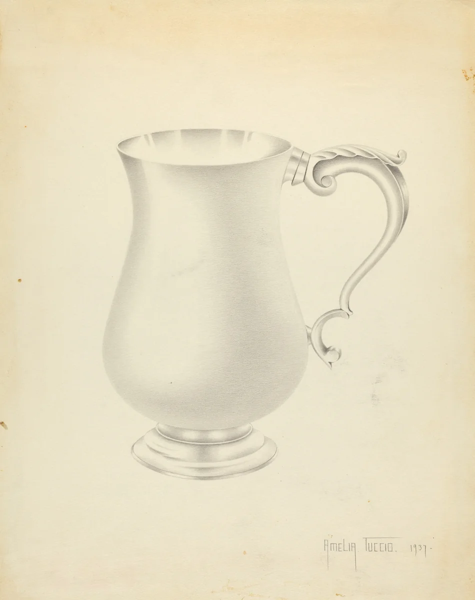 Silver Pitcher by Amelia Tuccio, index of american design, 1937