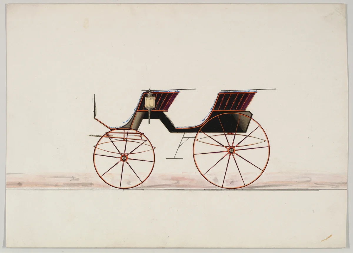 Phaeton, no top (unnumbered) by Brewster & Co., drawing, 1850-1870