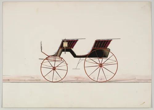 Phaeton, no top (unnumbered) by Brewster & Co., drawing, 1850-1870