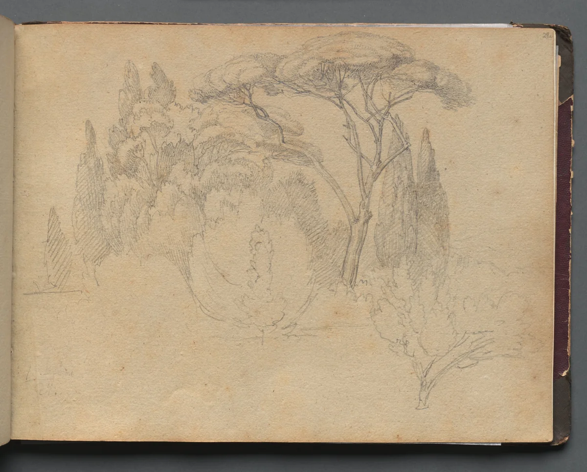 Album with Views of Rome and Surroundings, Landscape Studies, page 29a: Landscape Study by Franz Nadorp, book, 1830-1870