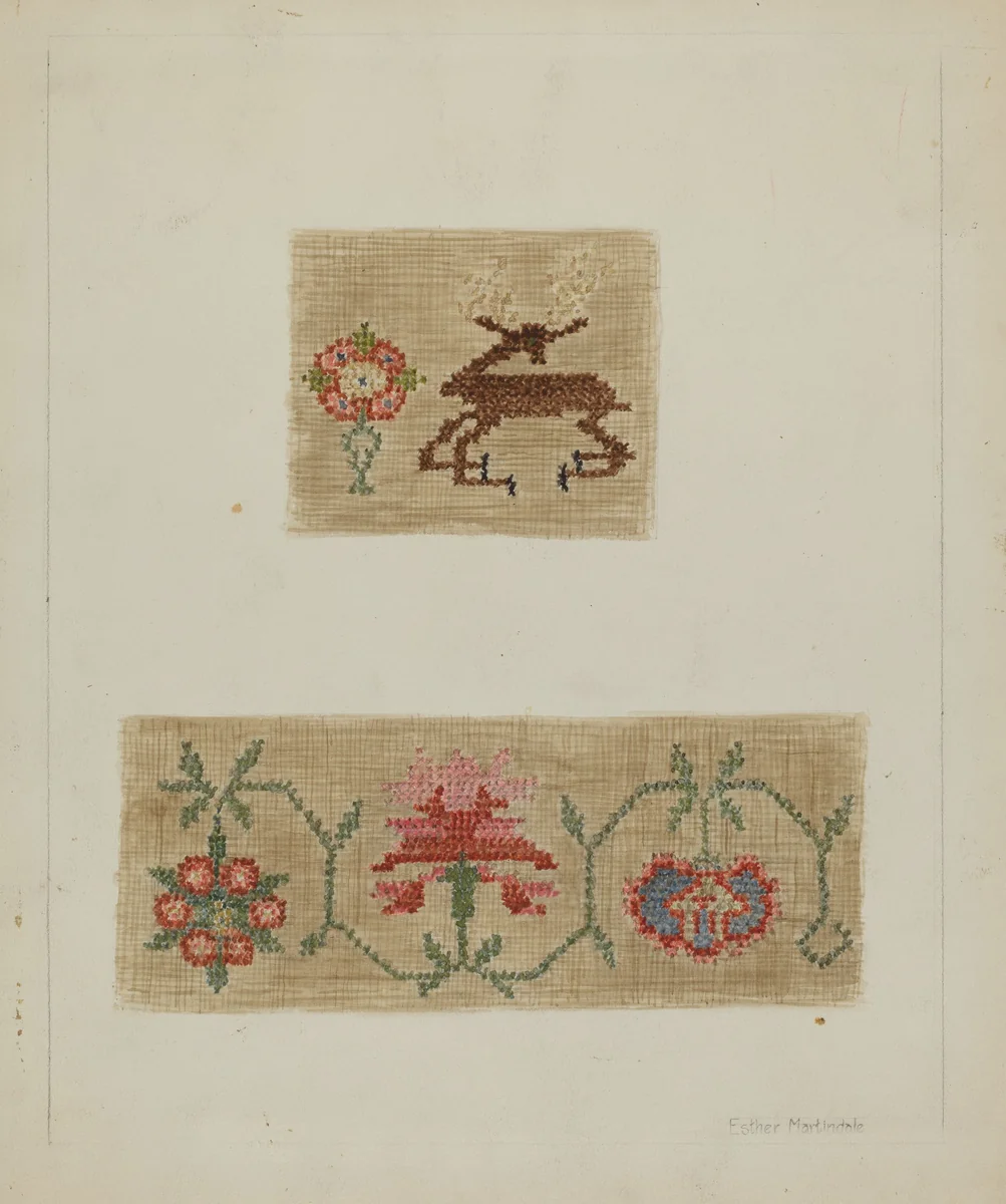 Sampler by Esther Martindale, index of american design, 1935-1942
