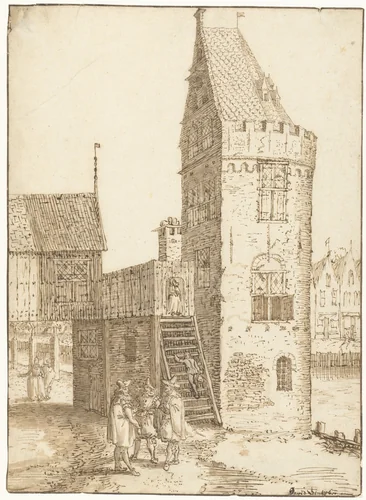 De toren Swijgh Utrecht te Amsterdam by David Vinckboons, drawing, 1599-1609