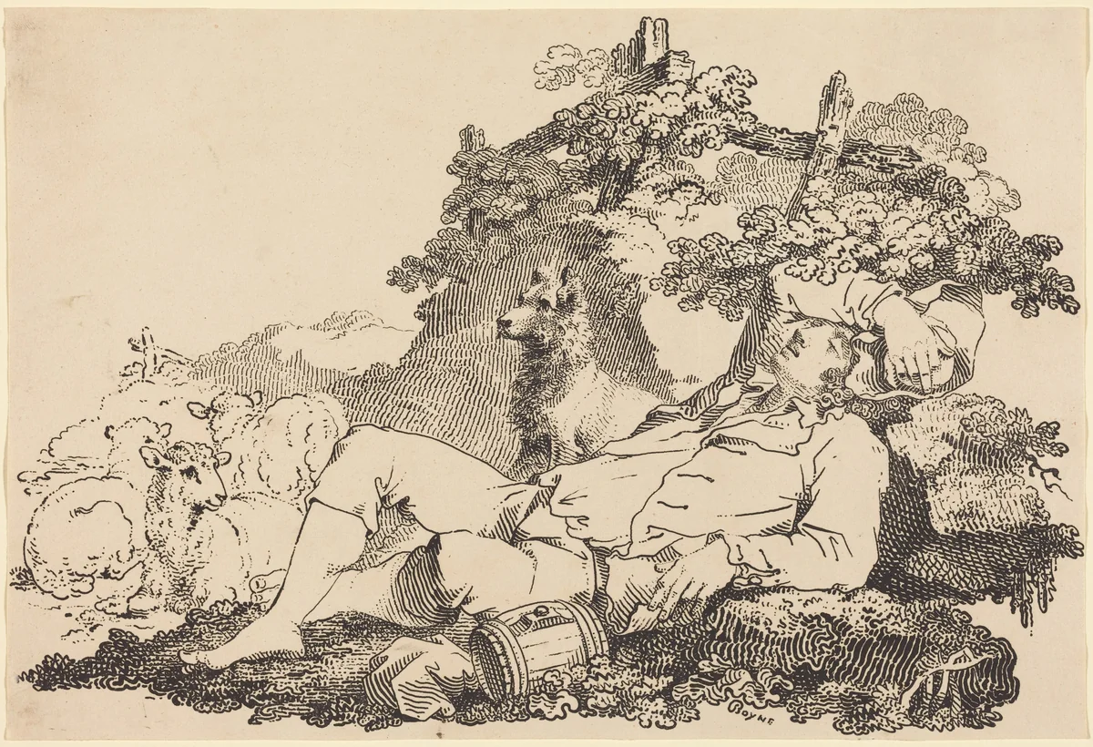 Shepherd with Dog and Sheep by John Boyne, print, 1806