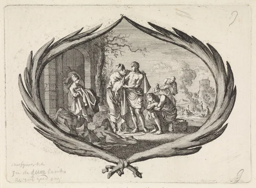 Naakten kleden by Jan Luyken, print, 1700