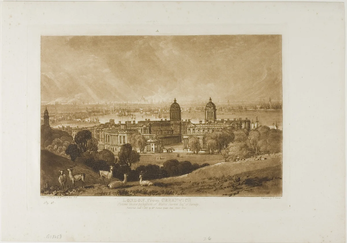 London from Greenwich, plate 26 from Liber Studiorum by Joseph Mallord William Turner, print, 1811