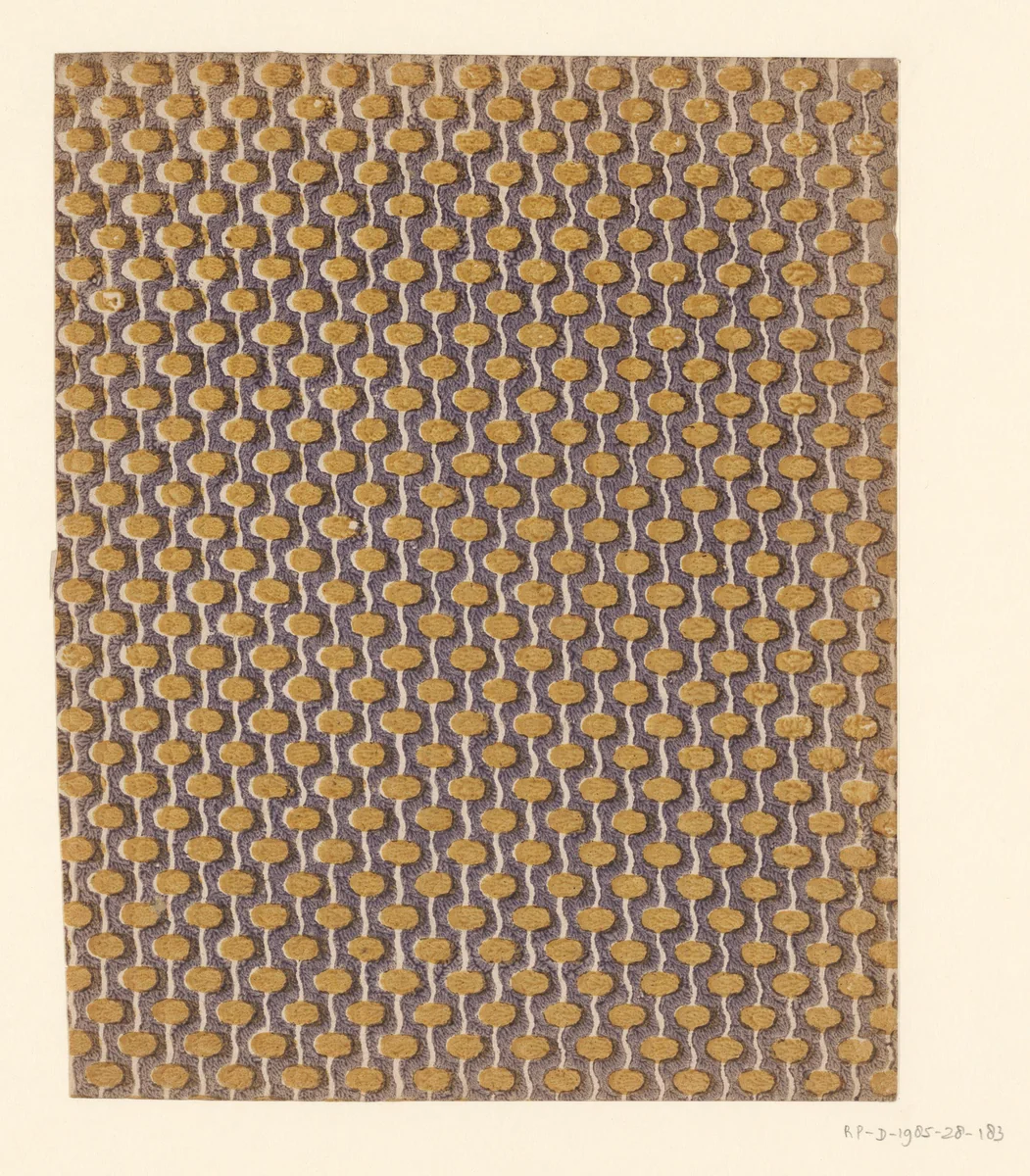 Blad met banenpatroon van uitgespaard ovaal motief by anonymous, other, 1750-1900