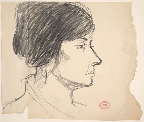 Untitled [profile head of a woman] by Richard Diebenkorn, drawing, 1955-1967
