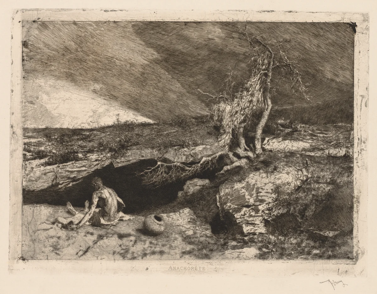 The Anchorite by Mariano Fortuny, print, 1869