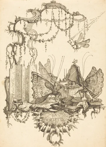 La Toilette by Charles Germain de Saint-Aubin, print, 1756