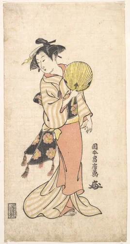 Girl with Fan by Masafusa, print, 1750-1770