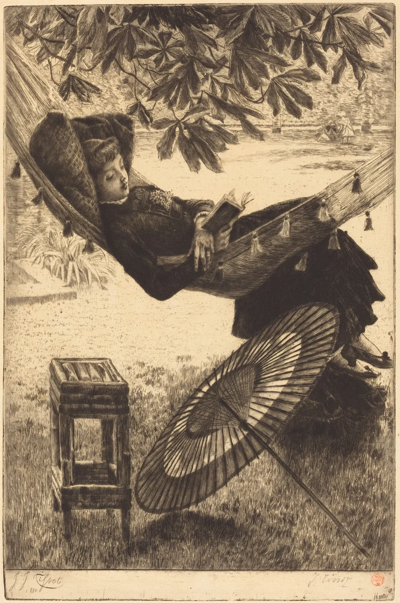 The Hammock (Le hamac) by James Jacques Joseph Tissot, print, 1880