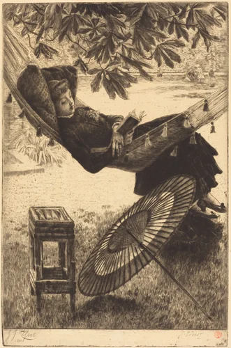 The Hammock (Le hamac) by James Jacques Joseph Tissot, print, 1880