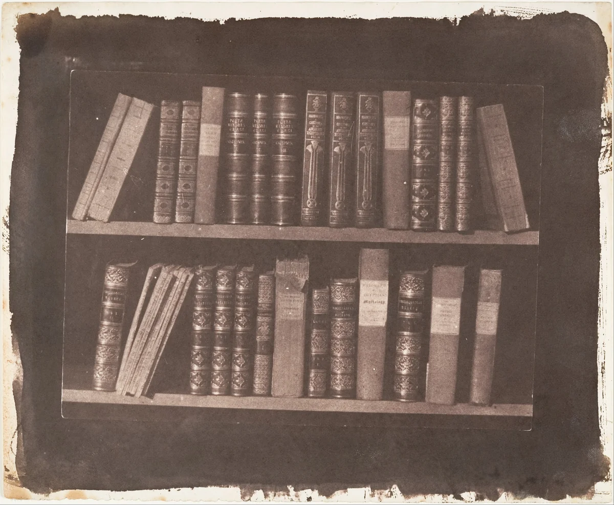 A Scene in a Library by William Henry Fox Talbot, photograph, 1841-1844