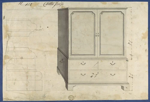 Clothes Press, from Chippendale Drawings, Vol. II by Thomas Chippendale, drawing, 1753