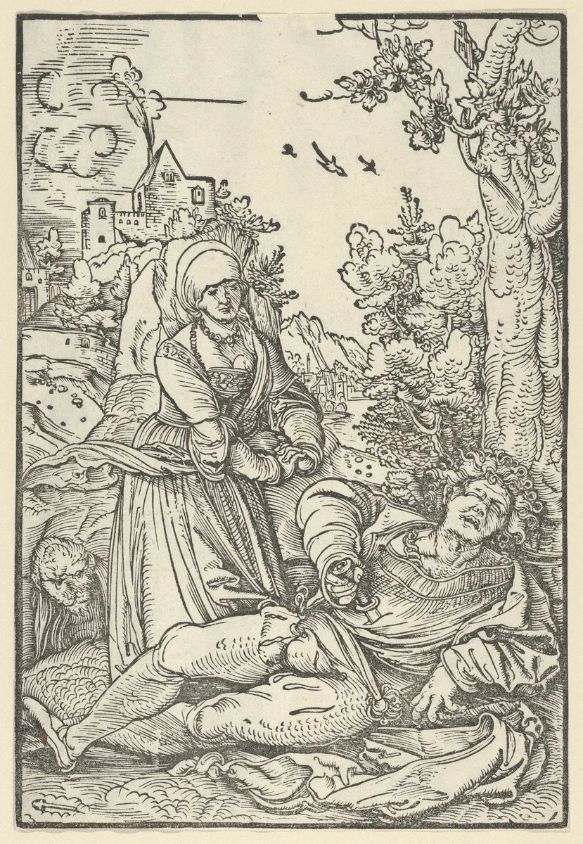Pyramus and Thisbe by Hans Schäufelein, print, 1509-1510