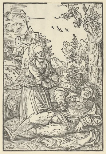 Pyramus and Thisbe by Hans Schäufelein, print, 1509-1510