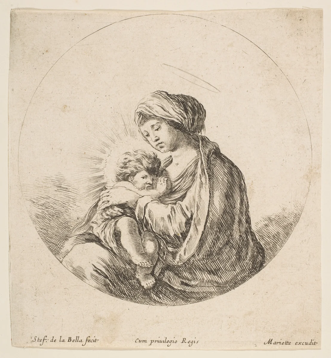 Virgin and Christ Child by Stefano della Bella, print, 1636-1646