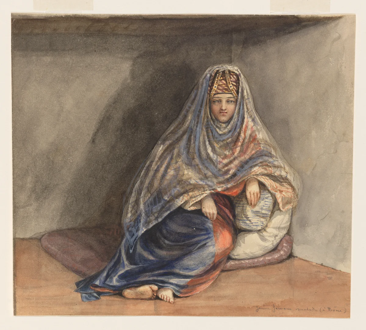 Young Woman from Bône by Olivier Bro de Comères, drawing, 1832-1842