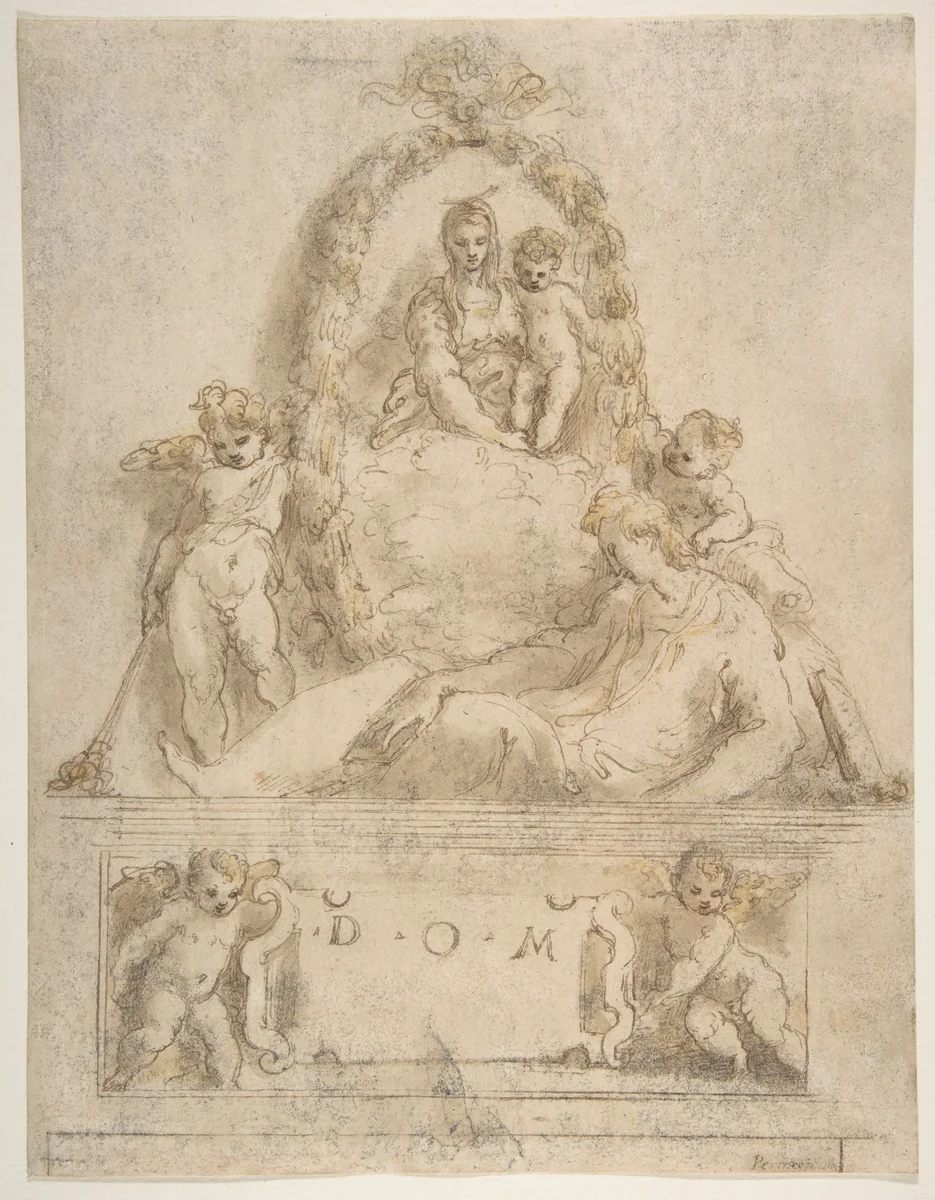 Design for the Tomb of a Youth by Parmigianino, drawing, 1519-1530