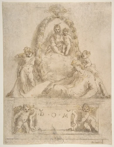 Design for the Tomb of a Youth by Parmigianino, drawing, 1519-1530