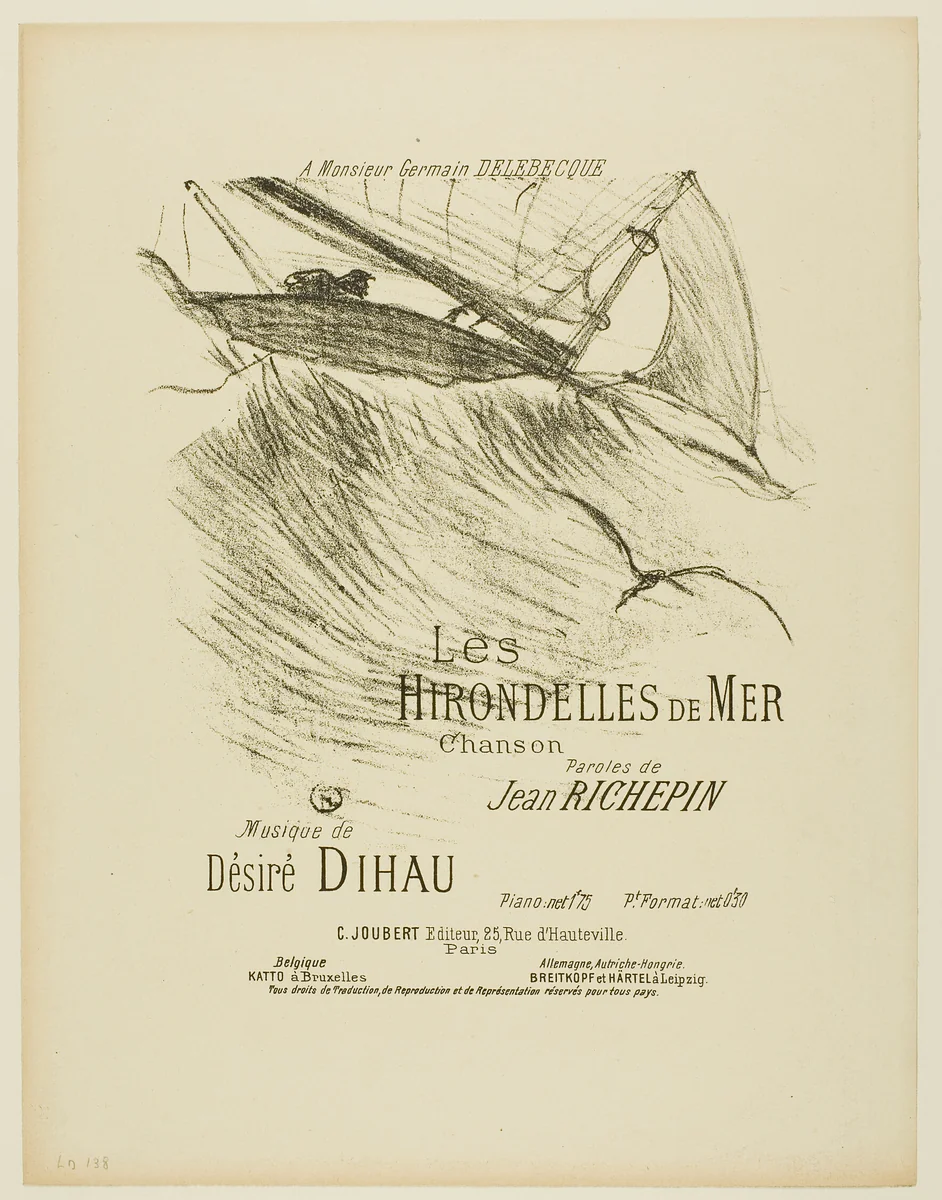 The Sea Swallows, from Mélodies de Désiré Dihau by Henri de Toulouse-Lautrec, print, 1895