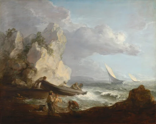 Seashore with Fishermen by Thomas Gainsborough, painting, 1781-1782