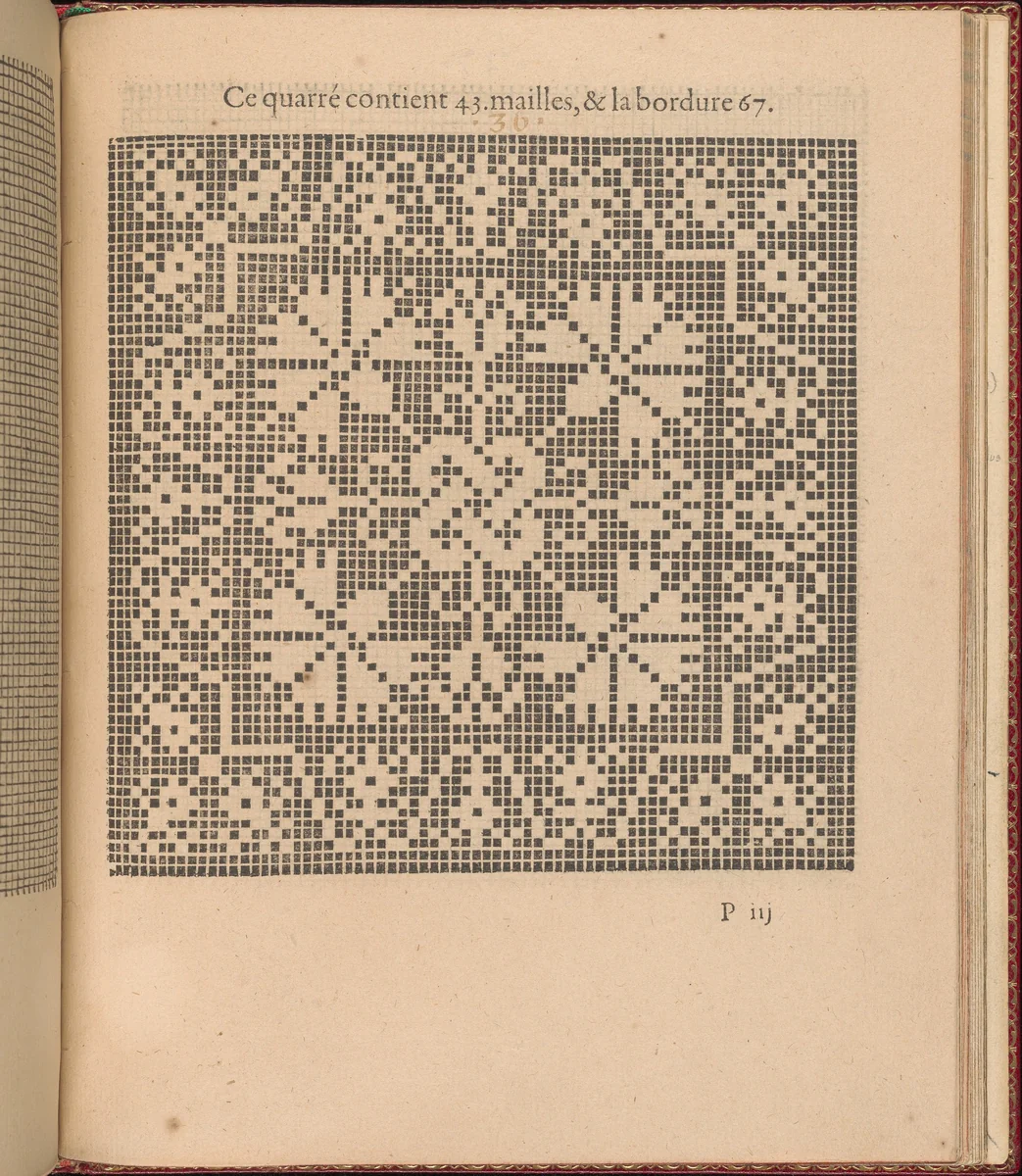 Les Singuliers et Nouveaux Portraicts... page 59 (recto) by Federico de Vinciolo, book, 1588