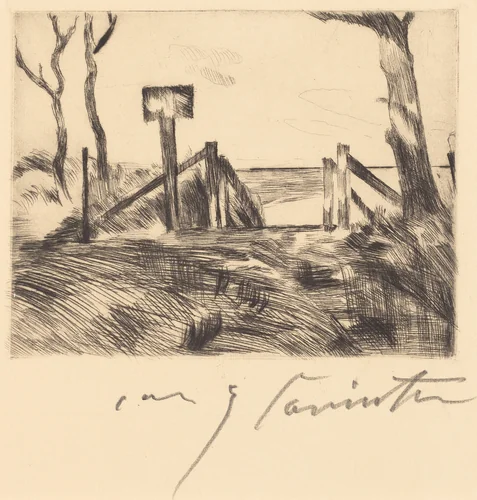 Brücke mit Tafel (Bridge with Sign) by Lovis Corinth, print, 1916