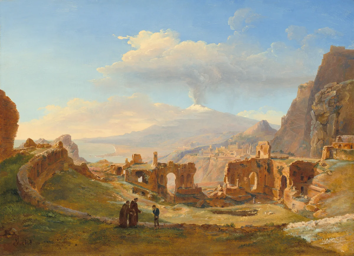 The Roman Theater at Taormina by Louise-Joséphine Sarazin de Belmont, painting, 1828