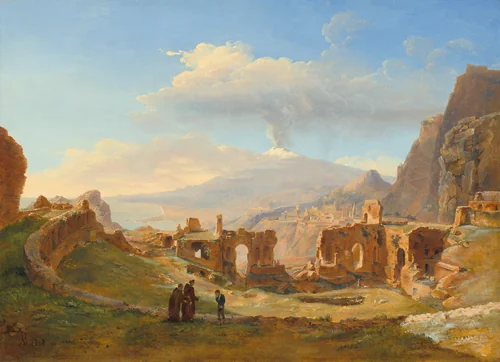 The Roman Theater at Taormina by Louise-Joséphine Sarazin de Belmont, painting, 1828