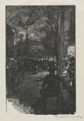 Boulevard Montmartre, Evening by Auguste Louis Lepère, print, 1890